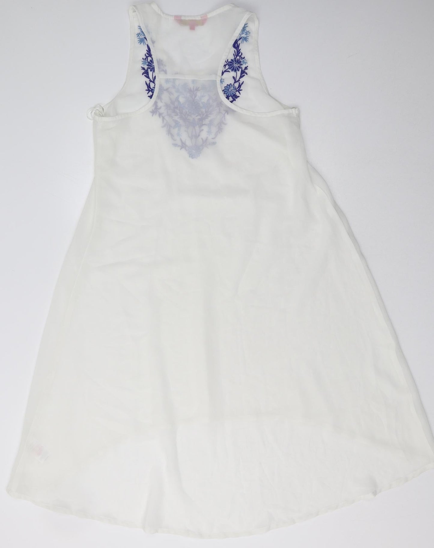 Peacocks Womens White Floral Polyester A-Line  Size S  Scoop Neck Pullover
