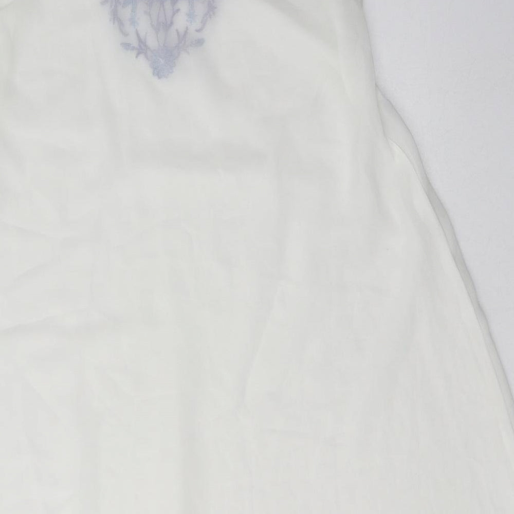 Peacocks Womens White Floral Polyester A-Line  Size S  Scoop Neck Pullover