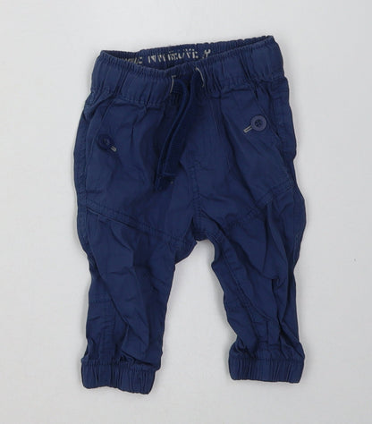 NEXT Boys Blue  Cotton Capri Trousers Size 3-6 Months  Tie