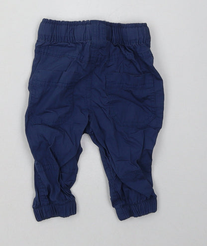 NEXT Boys Blue  Cotton Capri Trousers Size 3-6 Months  Tie