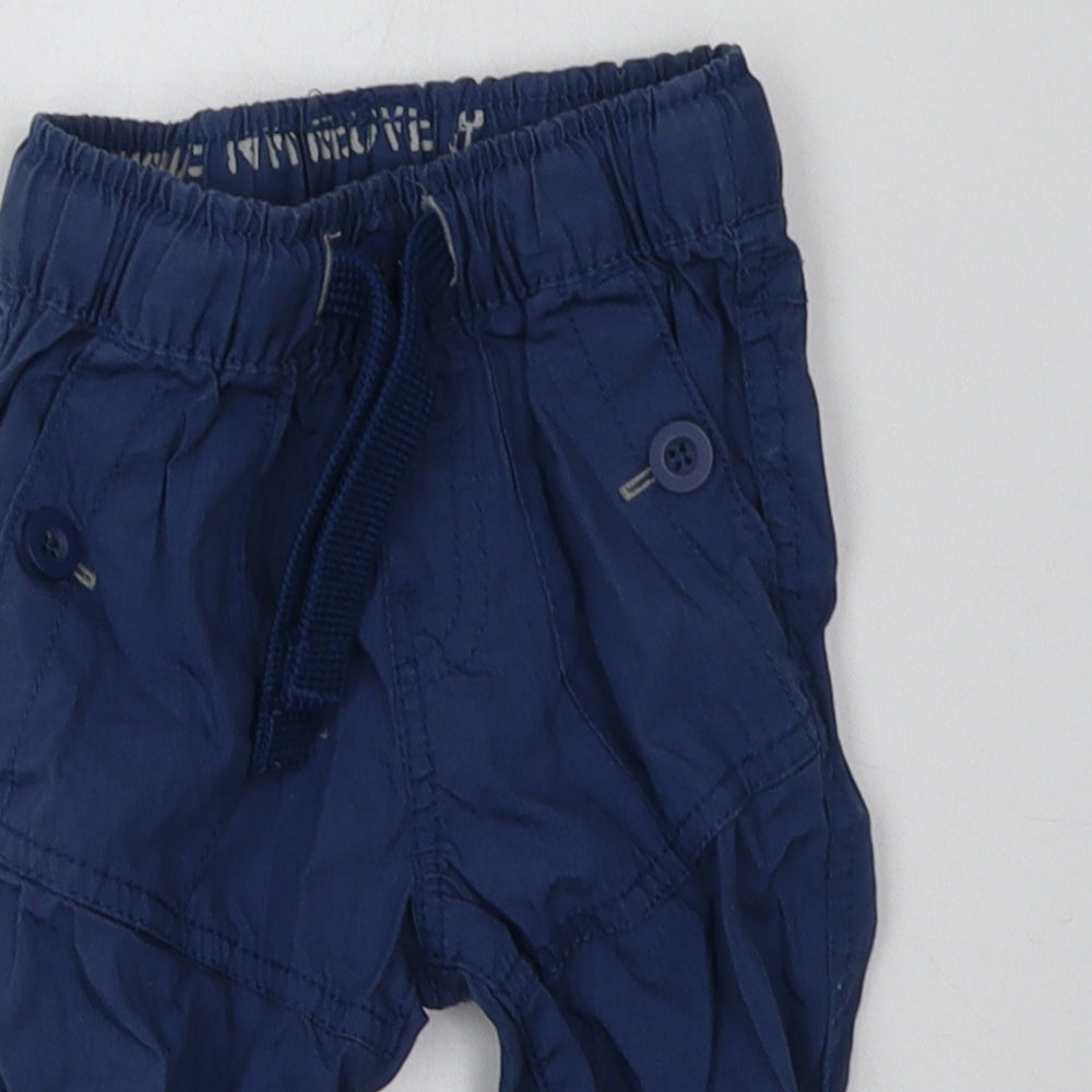 NEXT Boys Blue  Cotton Capri Trousers Size 3-6 Months  Tie