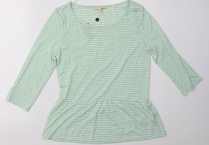 TOM TAILOR Womens Green Striped Polyester Pullover Sweatshirt Size S  Pullover