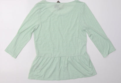 TOM TAILOR Womens Green Striped Polyester Pullover Sweatshirt Size S  Pullover