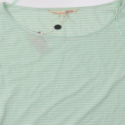 TOM TAILOR Womens Green Striped Polyester Pullover Sweatshirt Size S  Pullover
