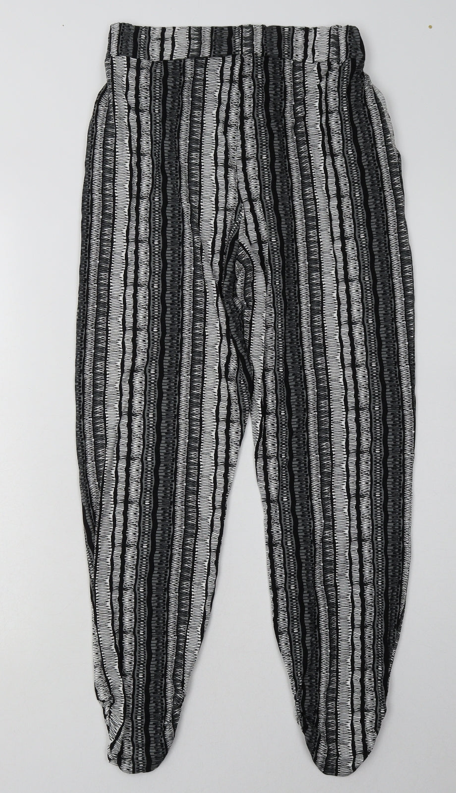 Matalan Womens Black Geometric Viscose Trousers  Size 8 L30 in Regular