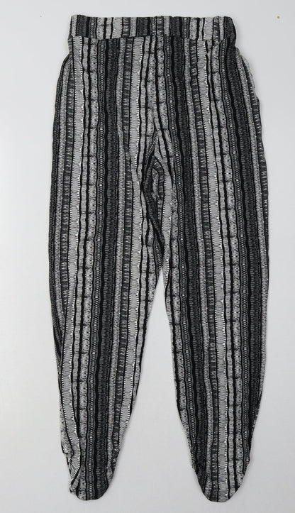 Matalan Womens Black Geometric Viscose Trousers  Size 8 L30 in Regular