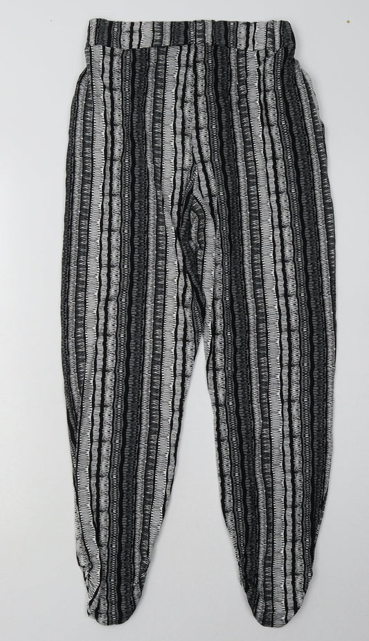 Matalan Womens Black Geometric Viscose Trousers  Size 8 L30 in Regular