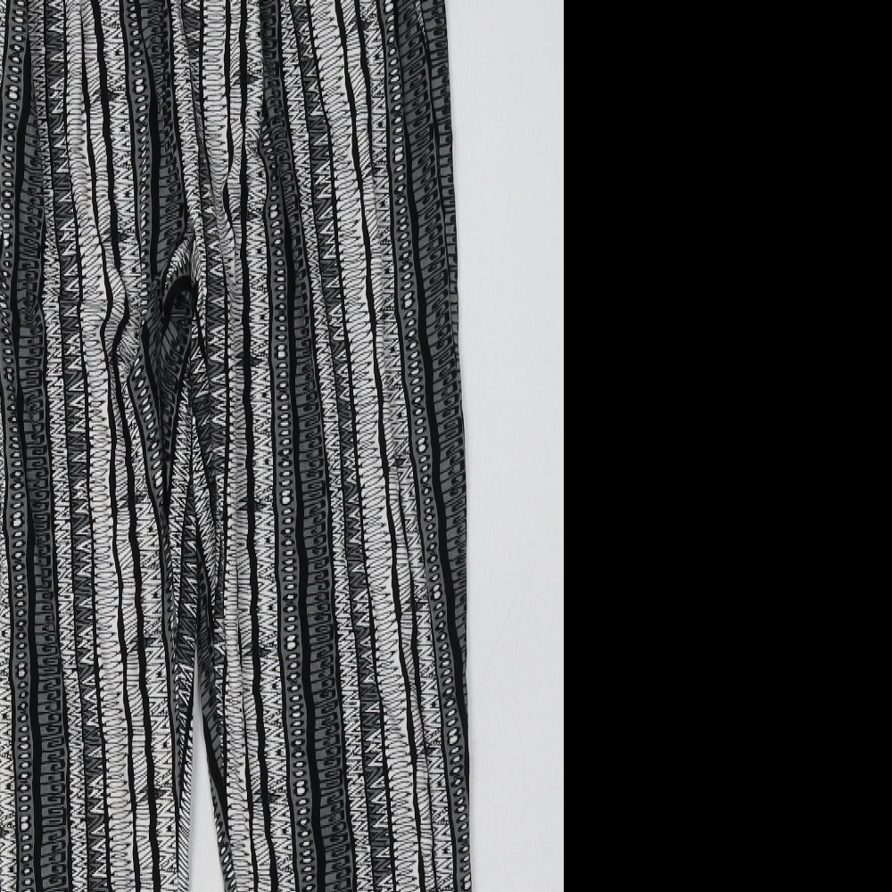 Matalan Womens Black Geometric Viscose Trousers  Size 8 L30 in Regular