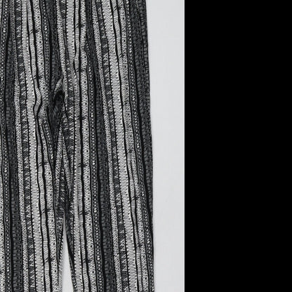 Matalan Womens Black Geometric Viscose Trousers  Size 8 L30 in Regular