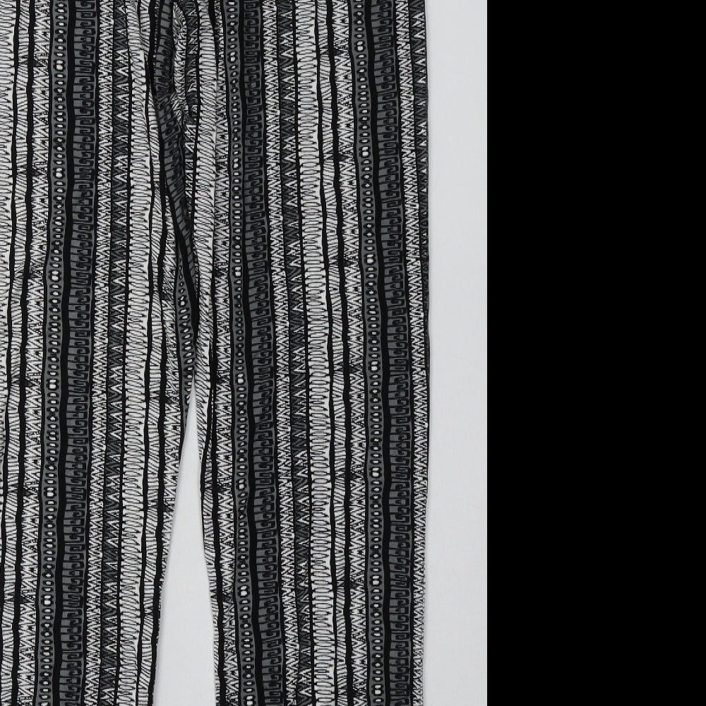 Matalan Womens Black Geometric Viscose Trousers  Size 8 L30 in Regular