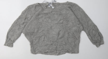 Additional front view of women’s grey acrylic pullover sweatshirt, size S, pullover