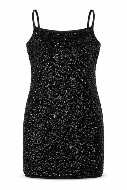 Sweewe Womens Black  Polyester Bodycon  Size S  Scoop Neck Pullover - Sequin Detail