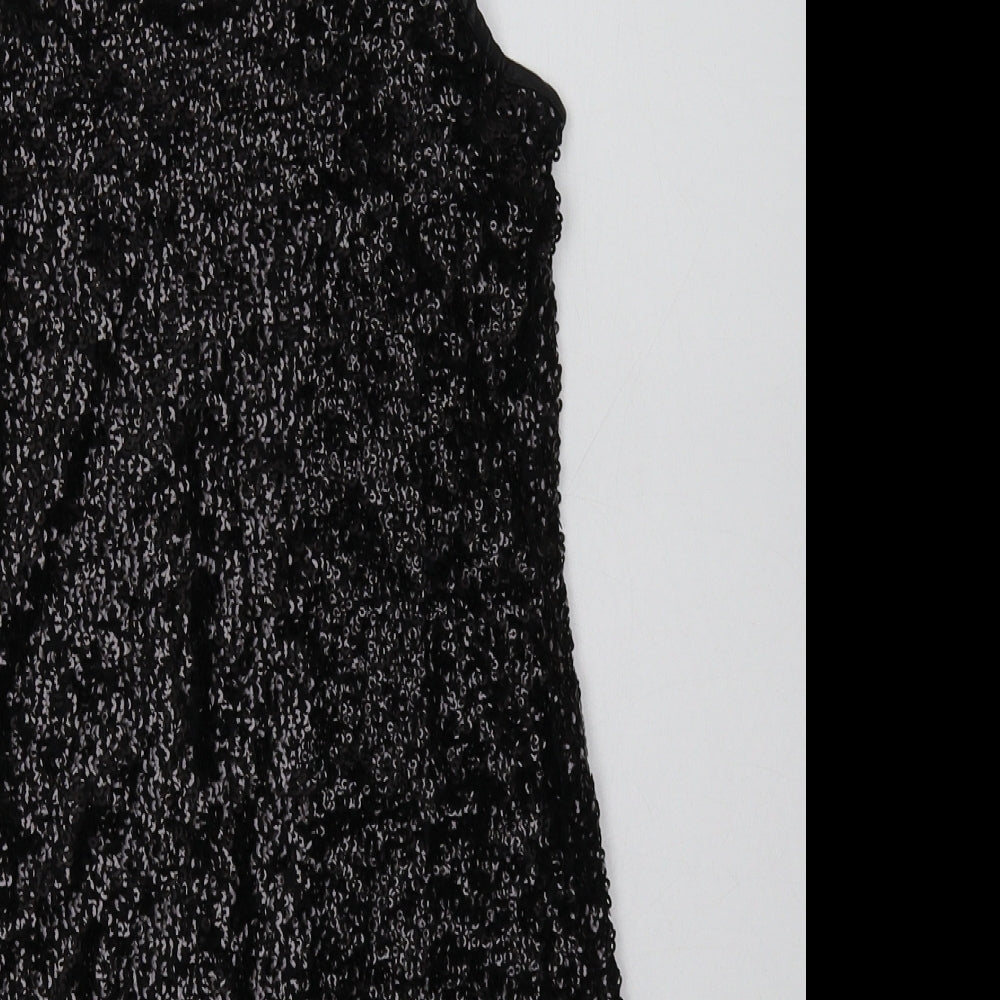 Sweewe Womens Black  Polyester Bodycon  Size S  Scoop Neck Pullover - Sequin Detail