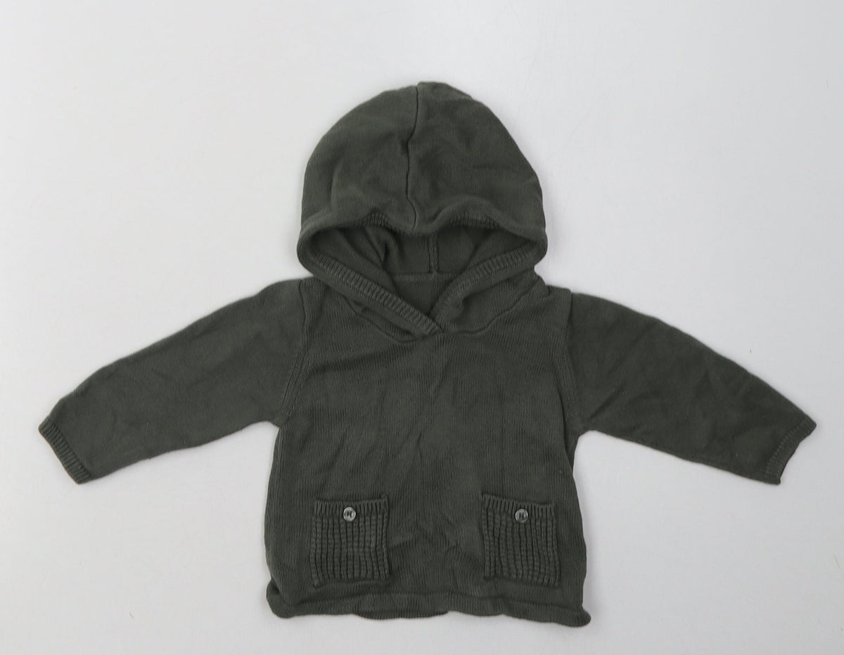 Additional front view of Matalan boys’ green cotton basic casual, size 3-6, months crew neck pullover
