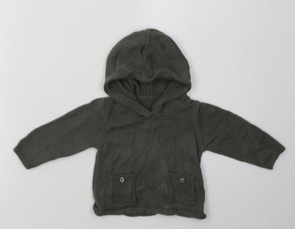 Additional front view of Matalan boys’ green cotton basic casual, size 3-6, months crew neck pullover