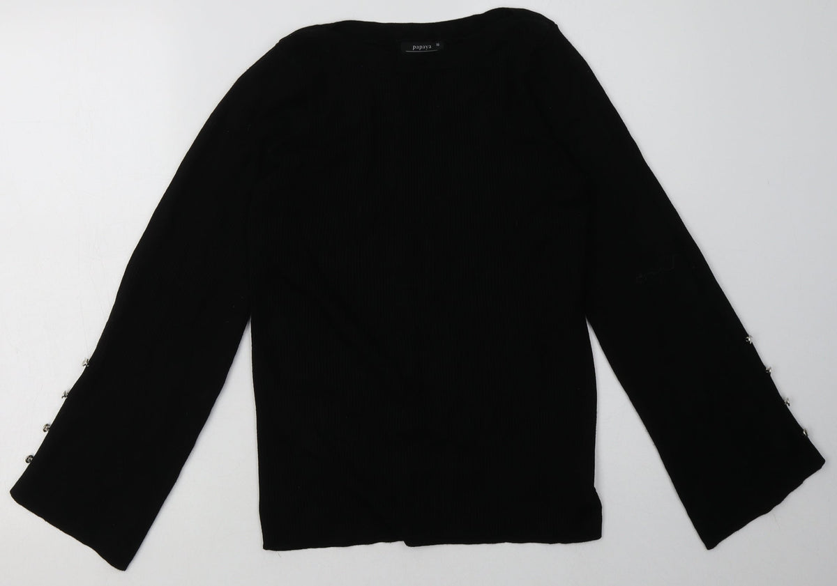 Additional front view of Matalan women’s black viscose pullover sweatshirt, size UK 16, pullover