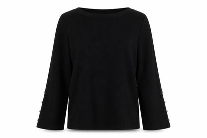 Front view of Matalan women’s black viscose pullover sweatshirt, size UK 16, pullover