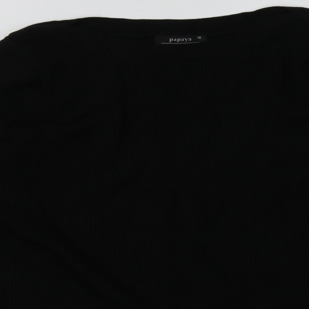 Close-up detail of Matalan women’s black viscose pullover sweatshirt, size UK 16, pullover