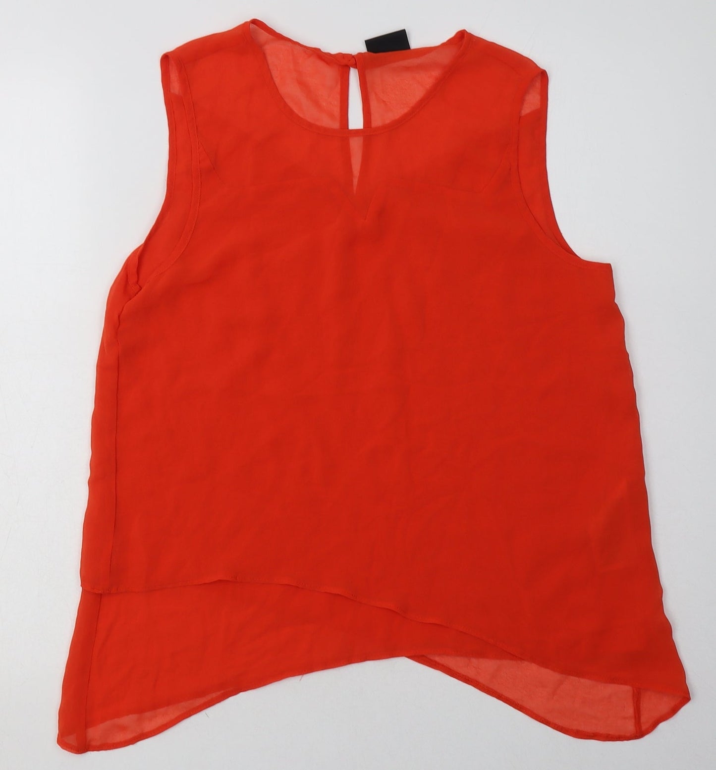 VILA Womens Orange  Polyester Basic Tank Size M Crew Neck