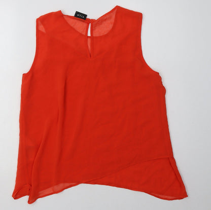 VILA Womens Orange  Polyester Basic Tank Size M Crew Neck