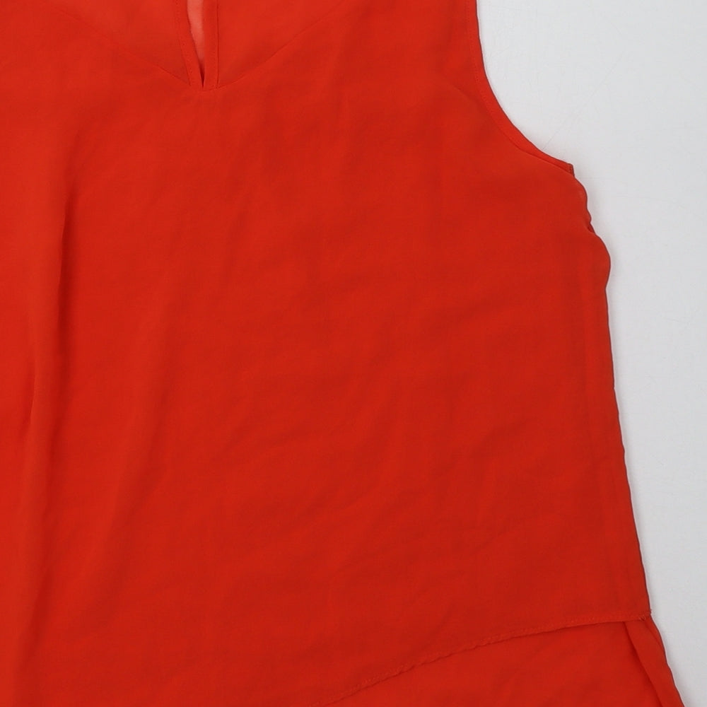 VILA Womens Orange  Polyester Basic Tank Size M Crew Neck