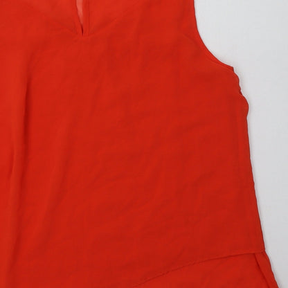 VILA Womens Orange  Polyester Basic Tank Size M Crew Neck