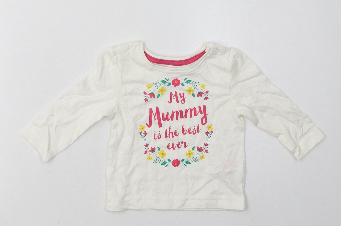 Primark Girls White  Cotton Basic Casual Size 3-6 Months Crew Neck Pullover - my mummy is the best