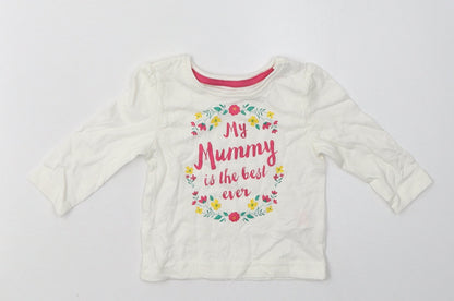 Primark Girls White  Cotton Basic Casual Size 3-6 Months Crew Neck Pullover - my mummy is the best