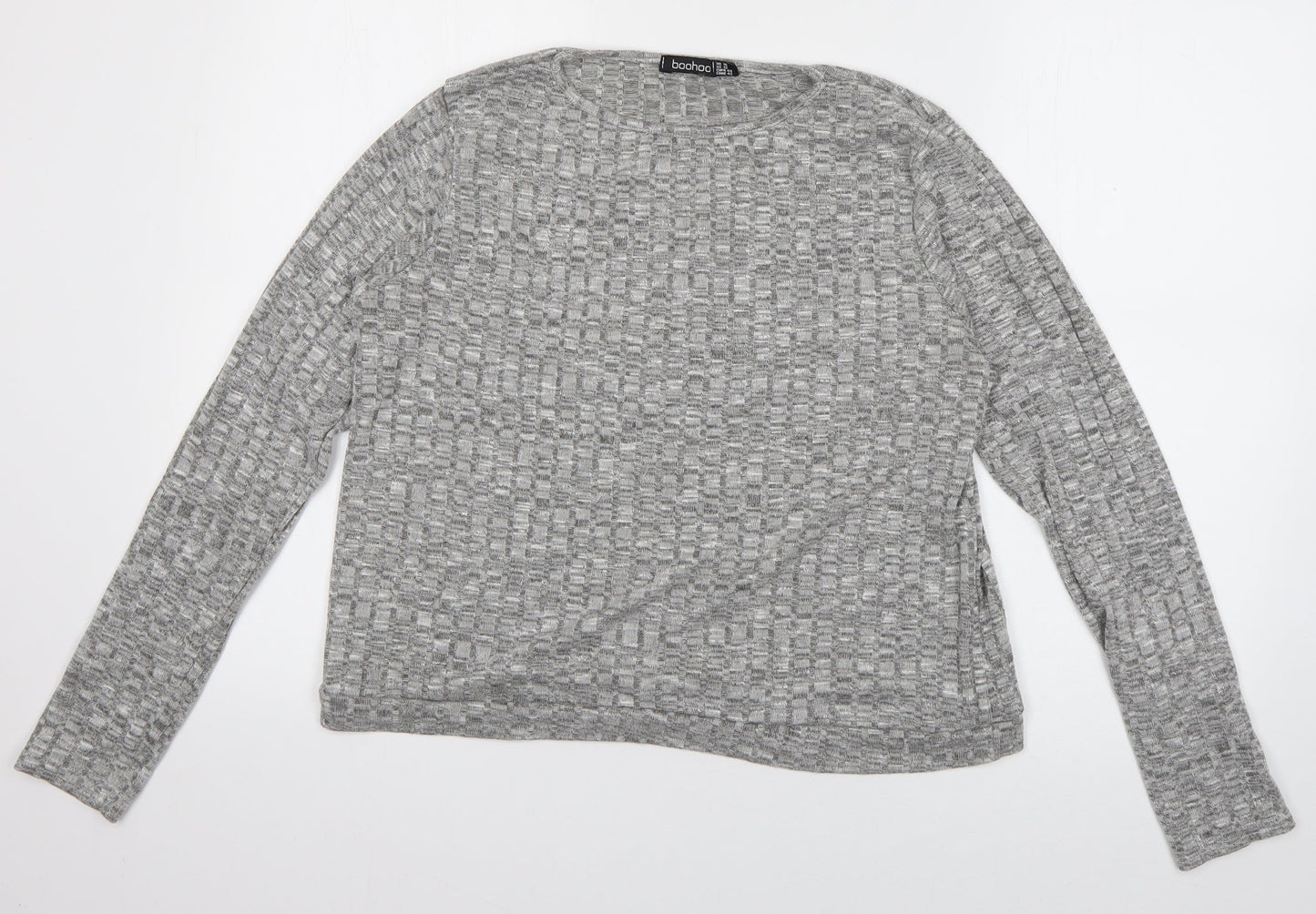 Boohoo Womens Grey  Polyester Pullover Sweatshirt Size 16  Pullover