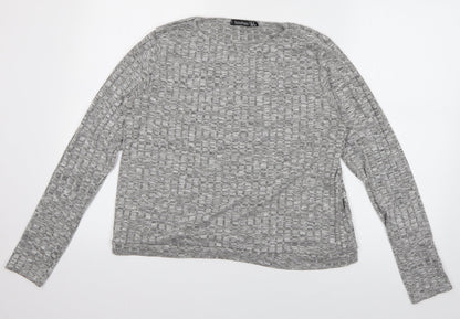Boohoo Womens Grey  Polyester Pullover Sweatshirt Size 16  Pullover