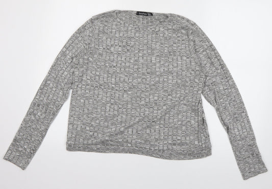 Boohoo Womens Grey  Polyester Pullover Sweatshirt Size 16  Pullover