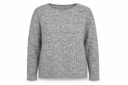 Front view of Boohoo women’s grey polyester pullover sweatshirt, size UK 16, pullover