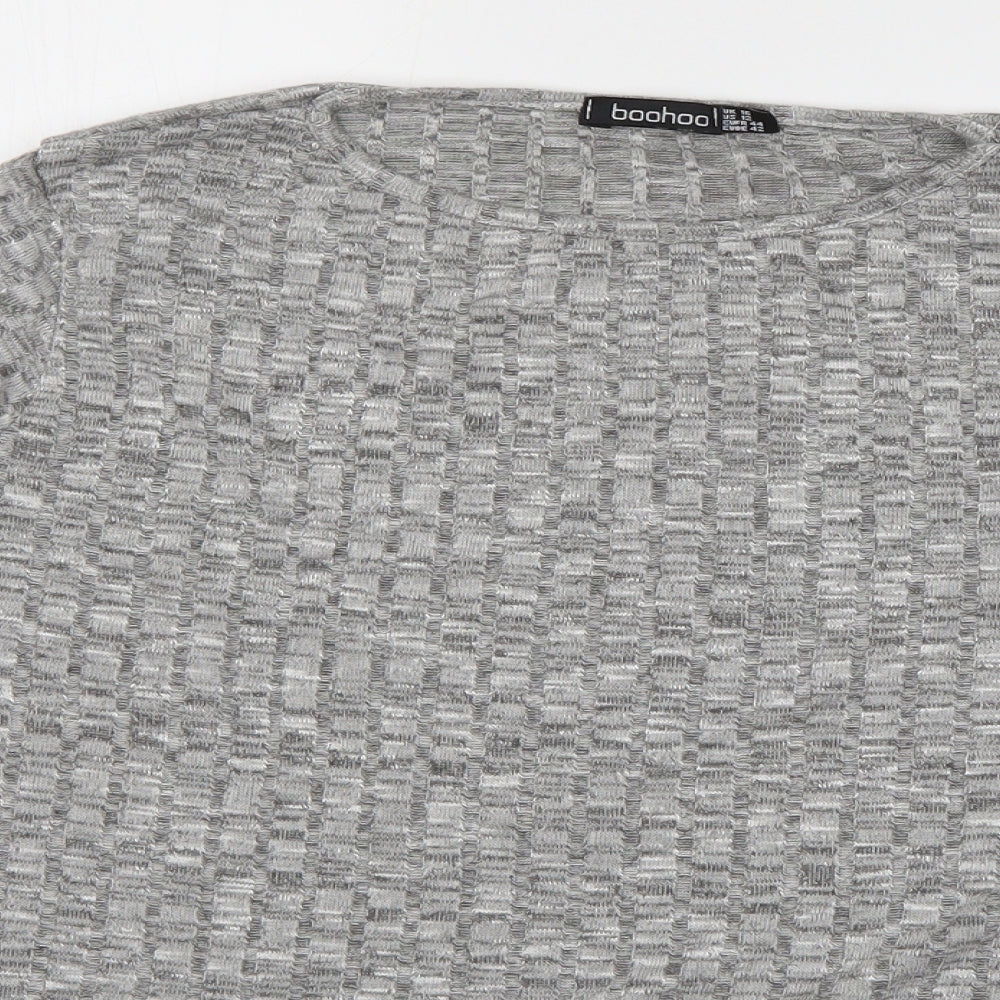 Boohoo Womens Grey  Polyester Pullover Sweatshirt Size 16  Pullover