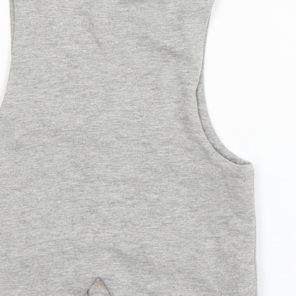 Brand and care label for Lullaby boys’ grey jacket waistcoat, size 12-18, months button