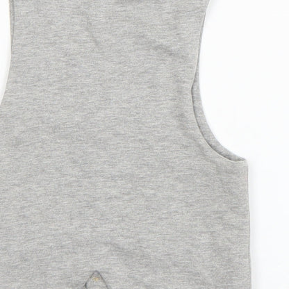 Brand and care label for Lullaby boys’ grey jacket waistcoat, size 12-18, months button