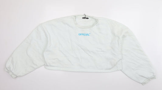 Boohoo Womens Ivory  Cotton Pullover Sweatshirt Size 14  Pullover - Official