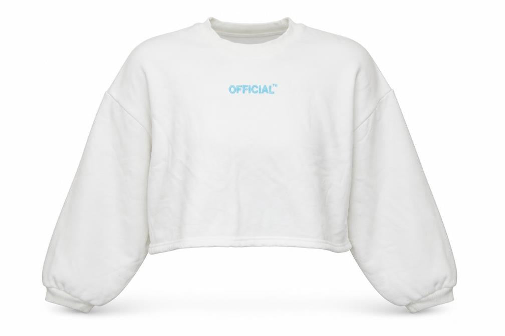 Front view of Boohoo women’s ivory cotton pullover sweatshirt, size UK 14, pullover - official
