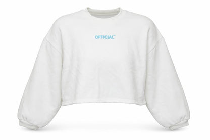 Front view of Boohoo women’s ivory cotton pullover sweatshirt, size UK 14, pullover - official