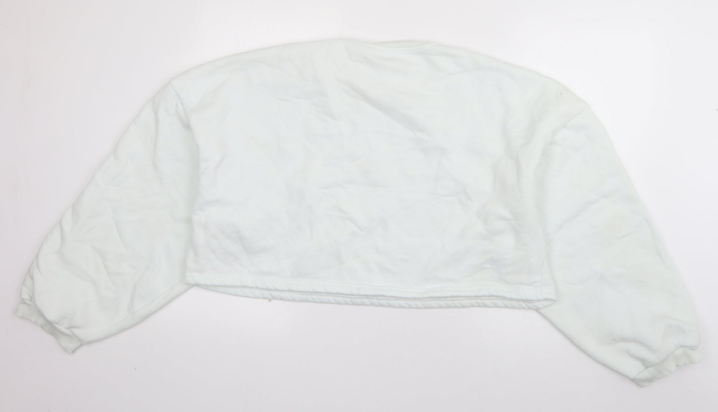 Boohoo Womens Ivory  Cotton Pullover Sweatshirt Size 14  Pullover - Official