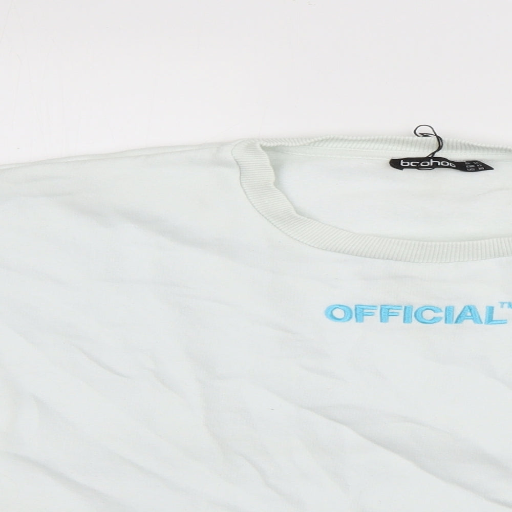 Boohoo Womens Ivory  Cotton Pullover Sweatshirt Size 14  Pullover - Official