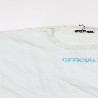 Boohoo Womens Ivory  Cotton Pullover Sweatshirt Size 14  Pullover - Official