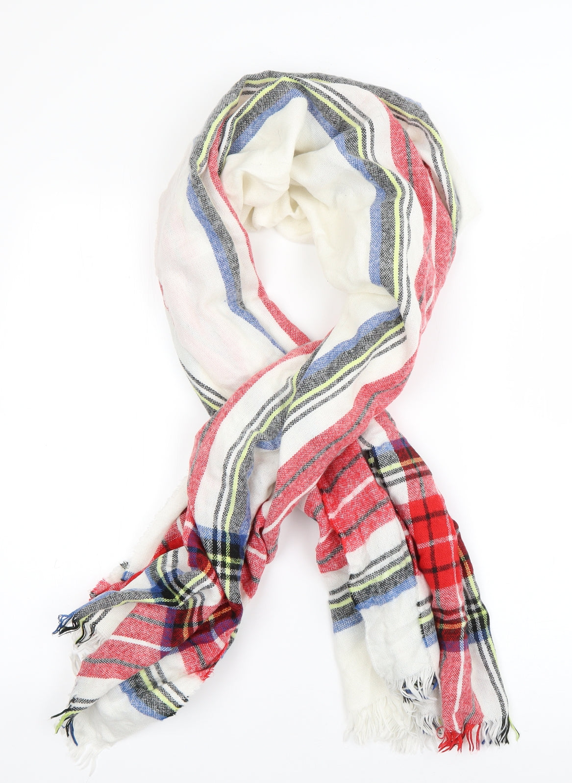 Front view of ASOS women’s white plaid acrylic scarf