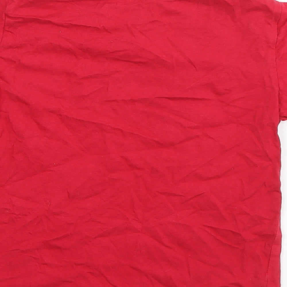 Primark Boys Red  Cotton Basic T-Shirt Size 5-6 Years Round Neck Pullover - Football