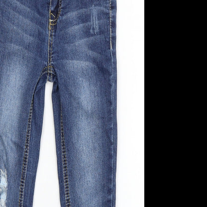 VIGOSS Girls Blue  Cotton Straight Jeans Size 6 Years  Regular Zip - Distressed