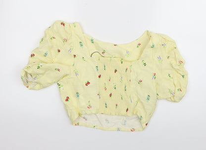 Womens UK Size 10 Glamourous Yellow Basic Blouse