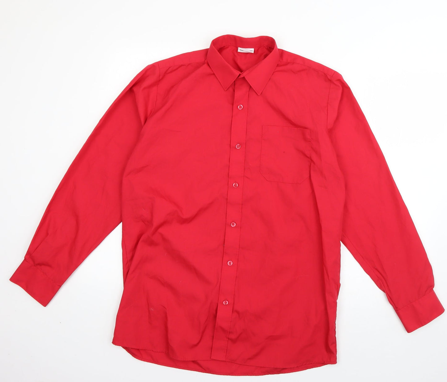 Mens UK Size 38 Banner Red  Button-Up Long Sleeve Casual Shirt
