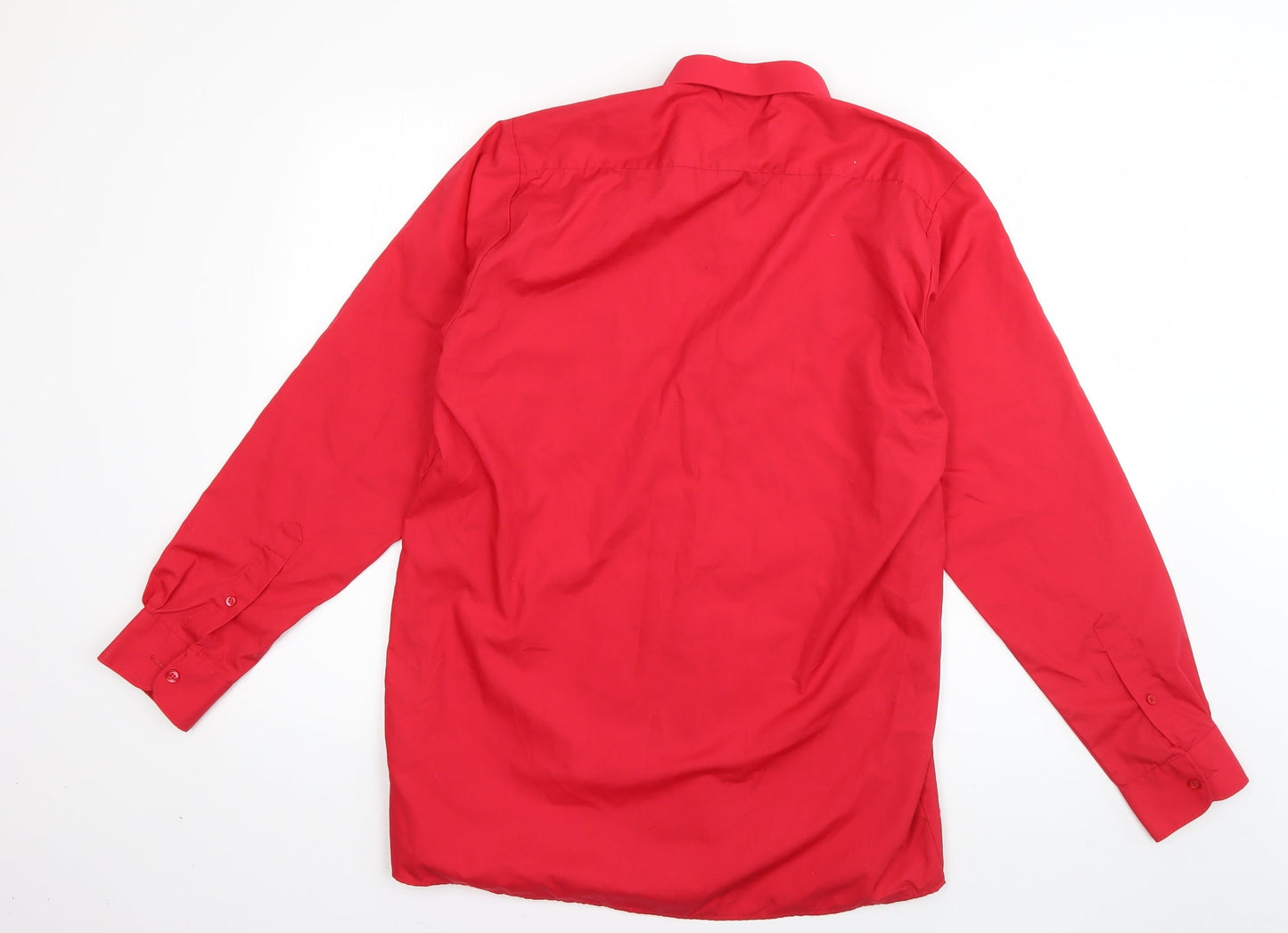 Mens UK Size 38 Banner Red  Button-Up Long Sleeve Casual Shirt