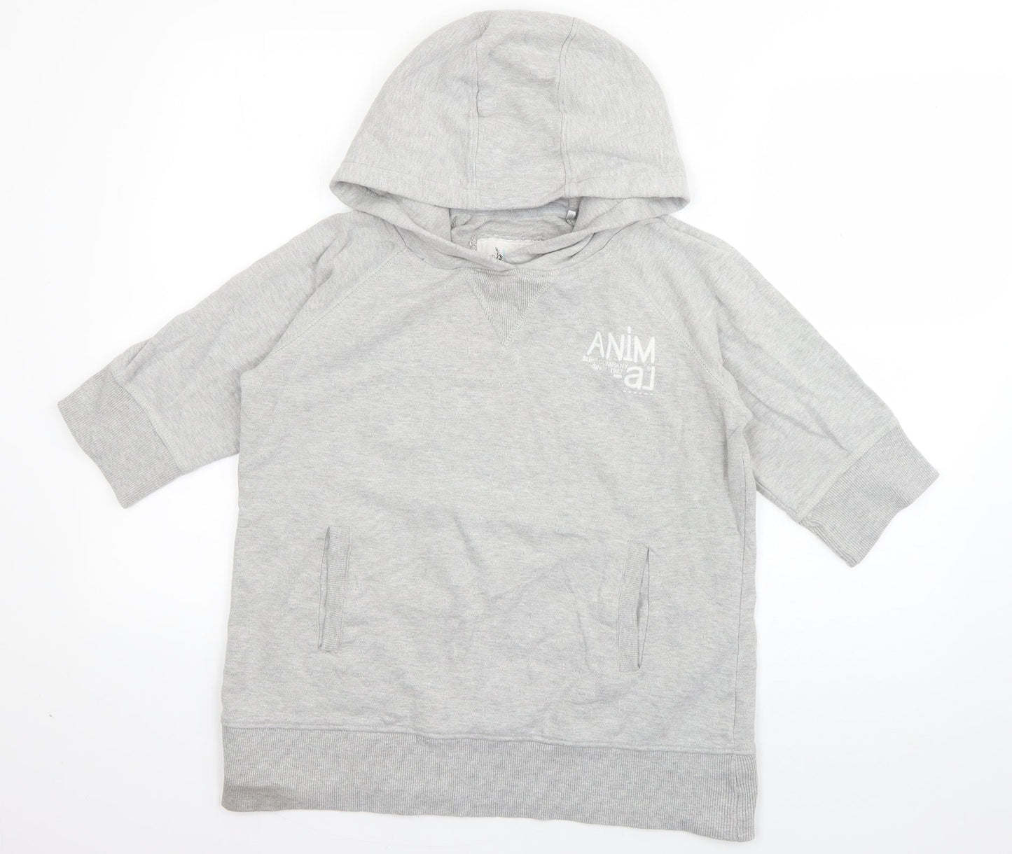 Animal Womens Grey  Cotton Pullover Hoodie Size 14  Pullover