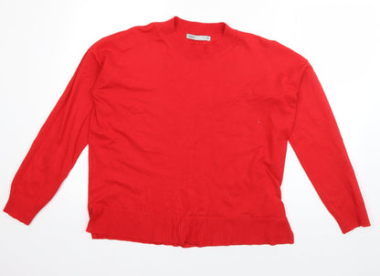 Oasis Womens Red Round Neck  Viscose Pullover Jumper Size M