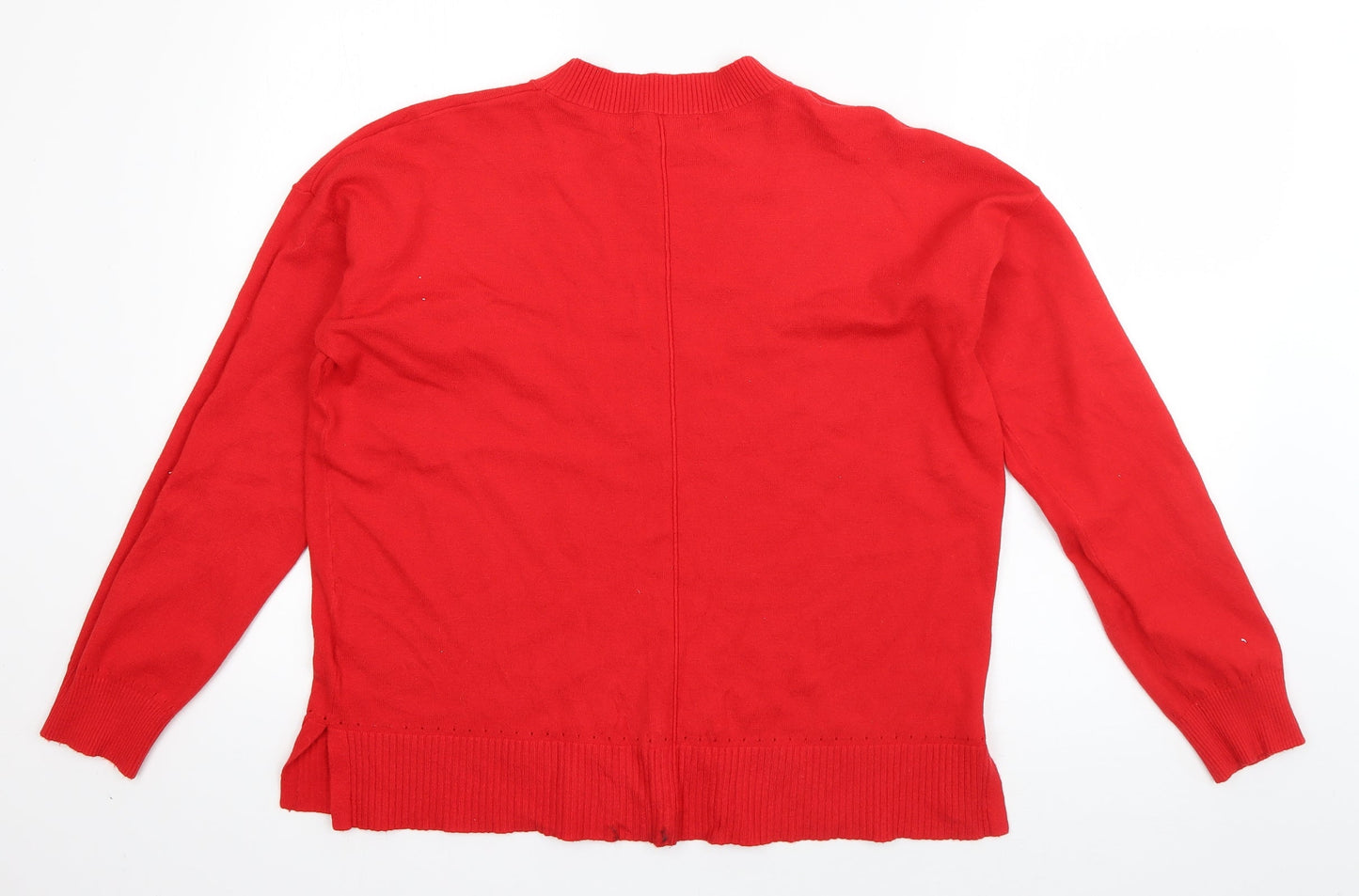 Oasis Womens Red Round Neck  Viscose Pullover Jumper Size M
